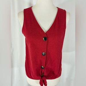 Old Navy Sleeveless Front Tie Red Top